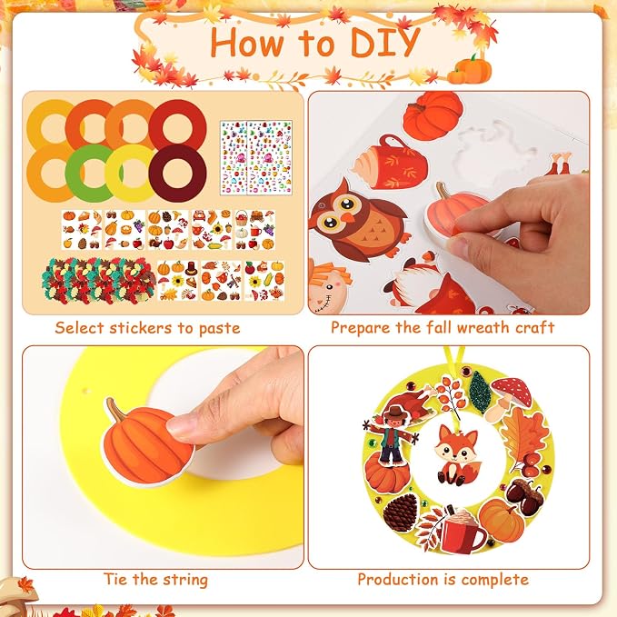 Capoda Summer Bookmark Craft Kits Felt DIY Make Your Own Bookmark with Tropical Fruits Pool Beach Foam Stickers for Classroom Activities Reading Camping Reward Party Favors(24,Fall)