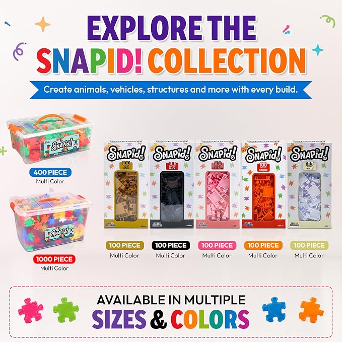 100 Piece Black Snap Connecting Building Toy Set for Kids