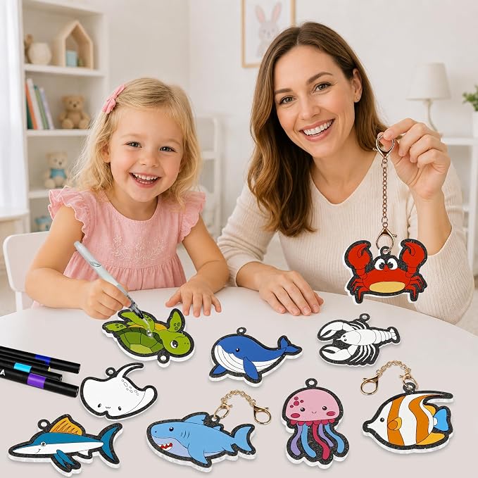 CZTCDP 3D Art Kit, Ocean Animals Magic Foam Texture Painting Set, 15 Pcs Mess Free Craft Kit for Kids – Screen Free Play, Creative Birthday Christmas Gift for Boys and Girls Ages 3-10