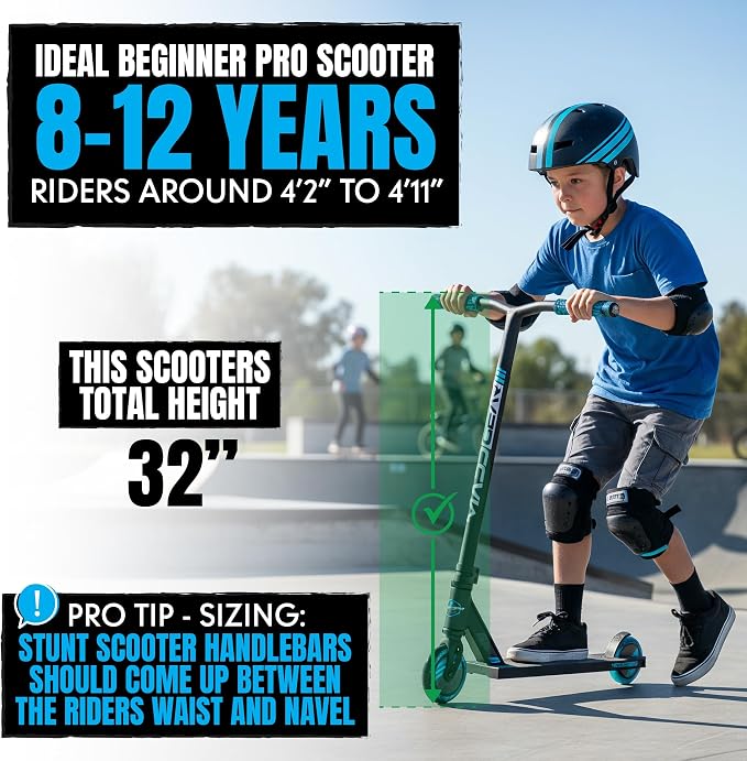 Pro Trick Stunt Scooter for Kids Ages 8-12 – Lightweight Durable 2 Wheel Freestyle Scooter for Skatepark and Street – Easy Assembly – Madd Gear MG3