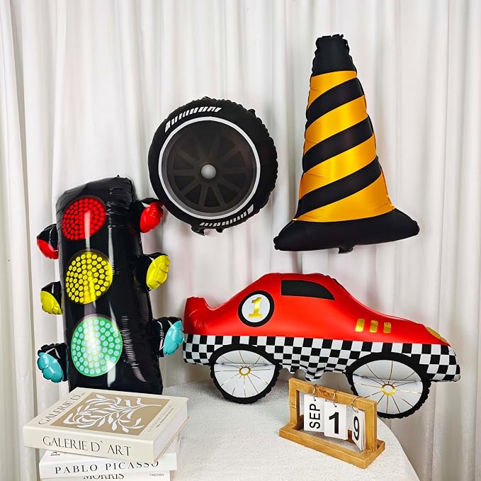 4PCS Tire Balloon Racing Car Wheel Foil Balloon | For Racing Themed Birthday Competition Baby Shower Decoration Supplies