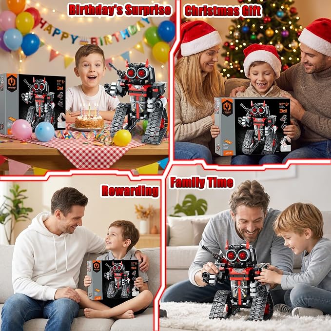 Remote Control Robot Building Kit for Boys 6-12, 3-in-1 STEM Remote & APP Controlled Coding Gear Robot/Tank/RC Car, 419 Pcs Science Learning Educational Building Blocks Toy Set Gift for Kids