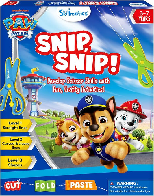 Skillmatics Scissor Skills Activity Book - Snip Snip PAW Patrol, 25 Cutting & Creative Activities for Preschoolers, Fine Motor Skills, Felt Craft Kit, Screen-Free Fun, Gifts for Ages 3, 4, 5, 6, 7