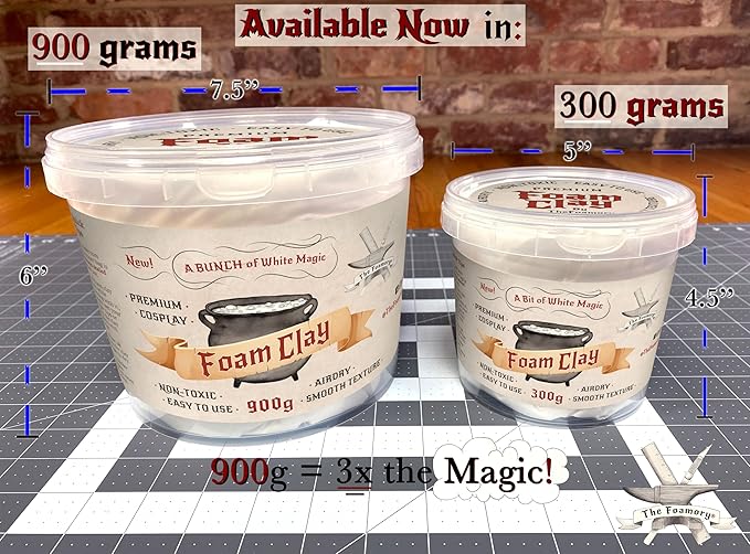The Foamory Moldable Cosplay Foam Clay (300g White) High Density Air Dry Clay, EVA Foam Sands Paints Easily, Non-Toxic and Safe for Crafts