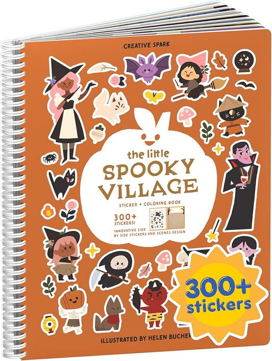 Spooky Village Halloween 300+ Sticker Book by Cupkin Toddler Travel Activity Coloring + Sticker Book, Road Trip Essentials, 8 Coloring Pages + Side by Side Scenes for Ages 2–8 Years