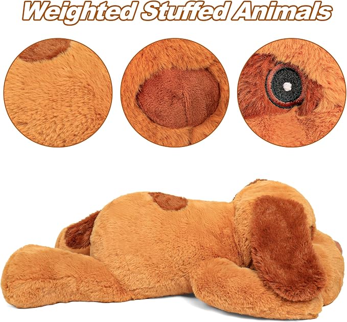 JellyMallow 5lbs 24 Inch Dog Weighted Stuffed Animals, Weighted Dog Plush, Weighted Stuffed Animal Plushies Pillows Gifts for Adults, Women, Men, Boys, Girls and Kids