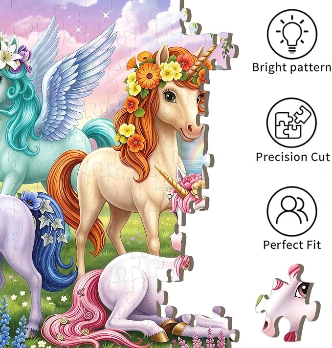 Puzzles for Kids Ages 6-8 8-10 Year Old - Castle & Unicorns Puzzle,200 Pieces Jigsaw Puzzles for Kids, Learning Educational Toys for Boys and Girls