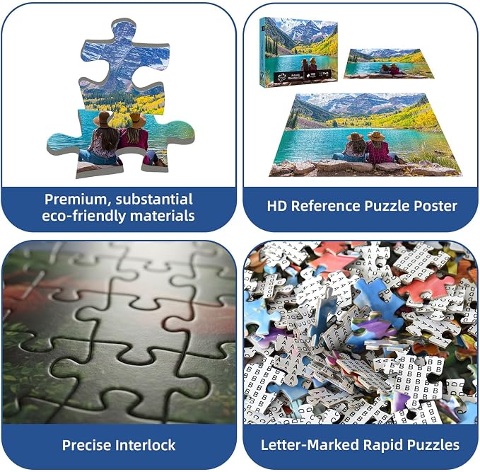 Autumn Mountain Lake Puzzles for Adults 1000 Pieces,Challenging Jigsaw Puzzles for Adults,Difficult Impossible Puzzle for Family Game Night,Puzzle with Letters on Back,Recycled Paper Jigsaw Puzzle