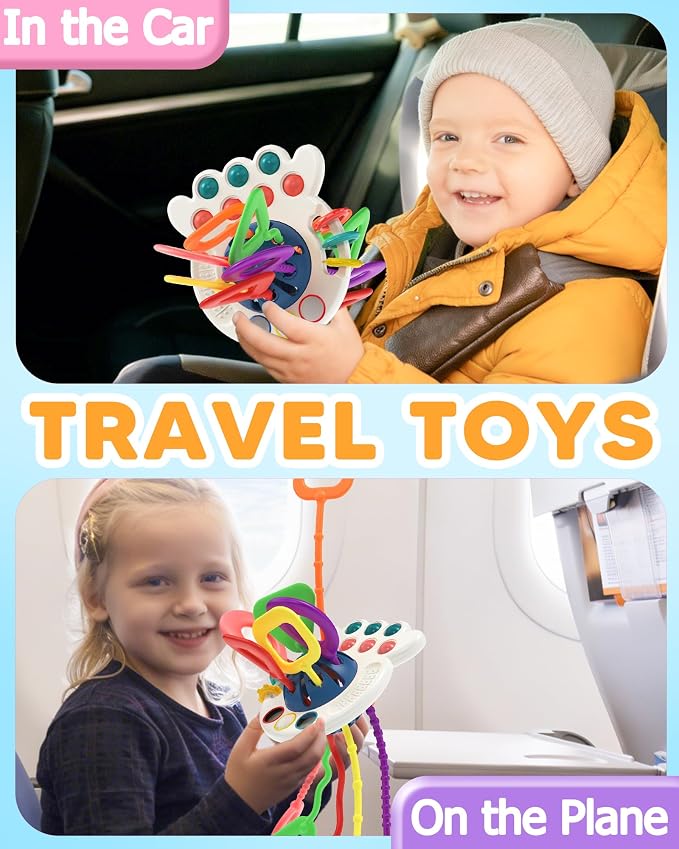 Tonberless Baby Sensory Montessori Toys for 6-12-18 Months, Toddler Teething Toy Birthday Gift Travel Toys for 1 2 3 Year Old Boy Girl Infant 8 9 10 Months Old-Blue