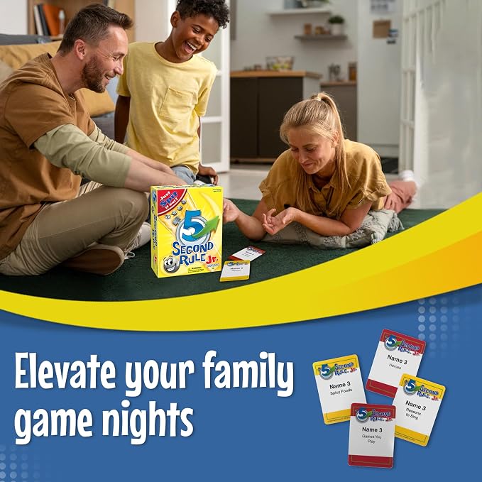 5 Second Rule Game Jr. - Simple Questions Card Game for Family Fun, Party, Kids, Travel, Game Night & Sleepovers - Think Fast and Shout Out Answers - For Ages 6+