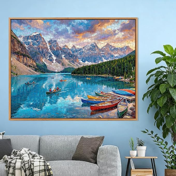Moraine Lake Puzzles for Adults 1000 Pieces,Challenging Jigsaw Puzzles for Adults,Difficult Impossible Puzzle for Family Game Night,Recycled Paper Jigsaw Puzzle,Gifts for Parents Mother's Father's Day