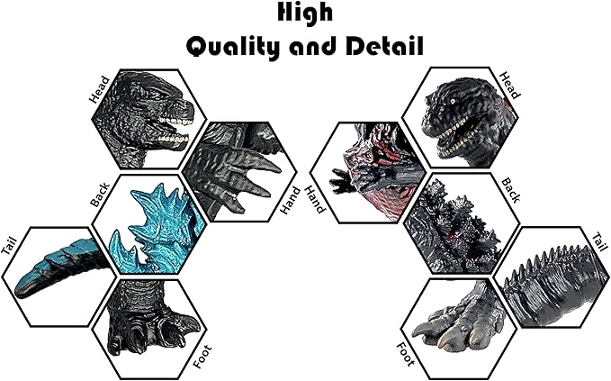 TwCare Set of 2 Dinosaur Shin Figure King of The Monsters Toys, 2021 Dragon Movable Joints Action Movie Series Soft Vinyl, Carry Bag