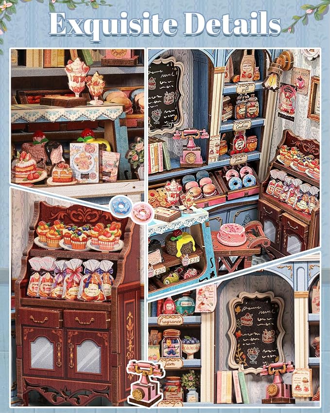 Book Nook Kit, DIY Miniature House Kits for Adult and Teens, Dollhouse Tiny Booknook Garden House Bookshelf, DIY Craft Gifts for Family and Friends (Sweet Marie)
