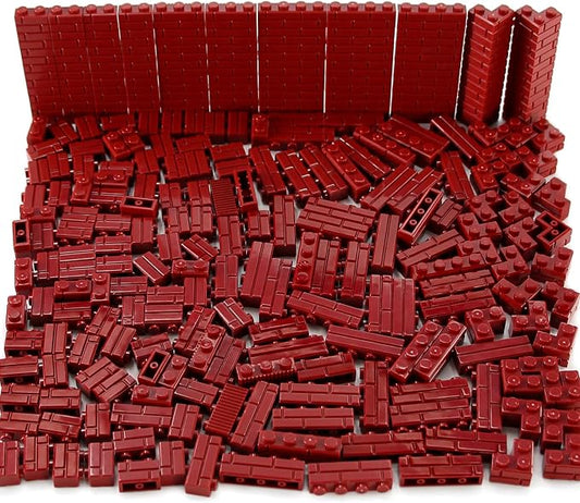Masonry Bricks Set - Compatible with Major Brands Building Blocks, 260 Pieces Bulk 1x2 1x3 1x4 and Corner Bricks for DIY Wall House Construction Gift for Kids (Dark Red)