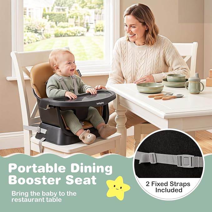 BABY JOY 16 in 1 High Chair, Convertible Baby Highchair for Babies and Toddlers with Activity Center, Booster Seat, Building Block Table, Toddler Chair with Safety Harness, Removable Tray (Coffee)