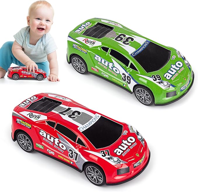 7 Inch Race Toy Cars for Toddler Boys Girls Friction Powered Push and Go Trucks Car Toys for Kids Ages 3 4 5 6 Year Old Birthday Gifts Christmas Stocking Stuffers