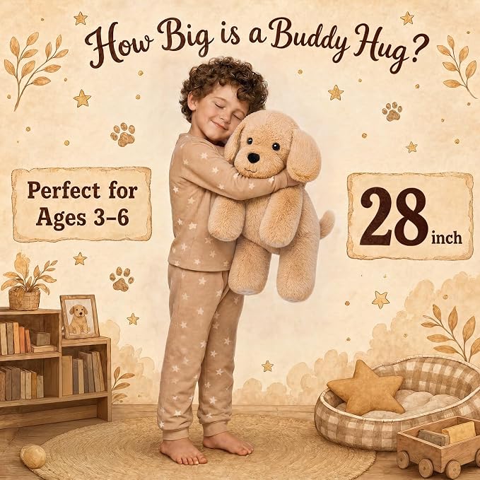 gnomantic Yellow Lab Weighted Stuffed Animals - 28 Inch 5.0 Pounds Weighted Plushies Labradoodle Stuffed Animal - Large Dog Plush Pillow - Cute Plush Toy Gifts for Kids & Adults (28" 5.0 lbs)