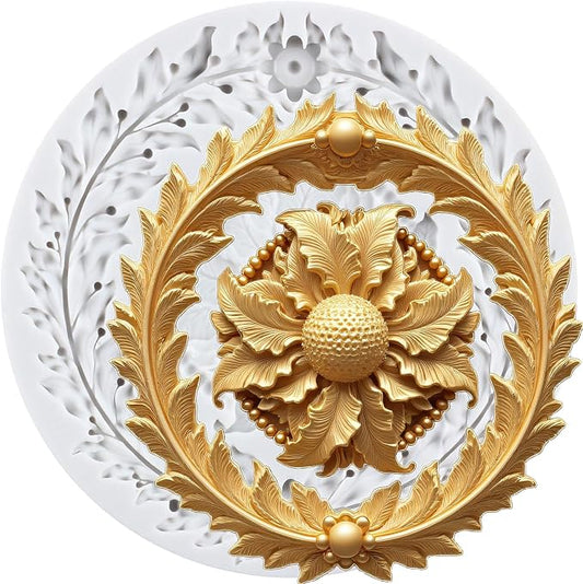 Baroque Style Polymer Clay Mold Baroque Relief Flower Silicone Molds Embossed Flower Mold for DIY Craft Epoxy Resin Casting Polymer Clay Tools Crafts Air Dry Jewelry Making