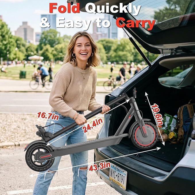 VOLPAM Electric Scooter, 350W/500W/800W/1000W/250W Powerful Motor & 19/22/ 9 MPH Top Speed, 16-28-10 Miles Long Range, Folding E Scooter Choice