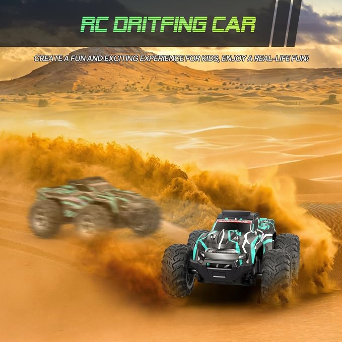 Resosese Remote Control Car for Boys, 1:16 Scale All Terrain RC Cars,High Speed 25Km/h Fast Car with Colorful Led Light and Spray RC Truck,Toy Car Gift for 6 7 8 9-14 Year Old Boys