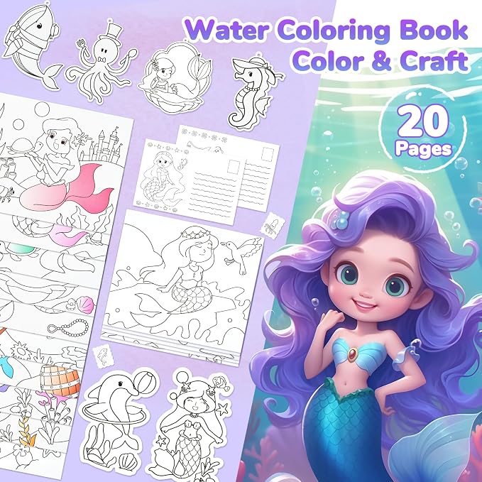 JoyCat Paint with Water Coloring Books for Toddlers, Watercolor Painting Sets for Kids Ages 3-5 4-8, Arts and Crafts Drawing Activities Toy Birthday Gifts for Boys Girls (Underwater World)