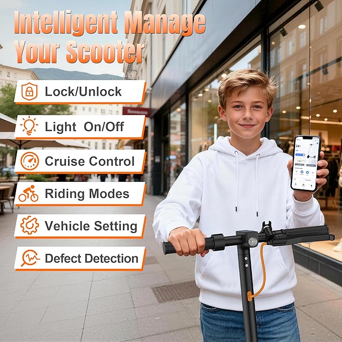 WERHY Foldable Kids Electric Scooter, 350W Motor, Max 12/16Miles Long Range, 19 MPH Max Speed, 8.5" Solid Tire, Lightweight Foldable E-Scooter with Dual Braking, Digital Display, Cruise Control