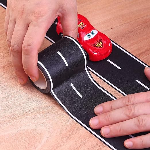 RECER Black Track Tape,Toy Car Tape Track for Kids,Race Cars Decorations for Kids Birthday Party (1 Roll, 4" x 33')