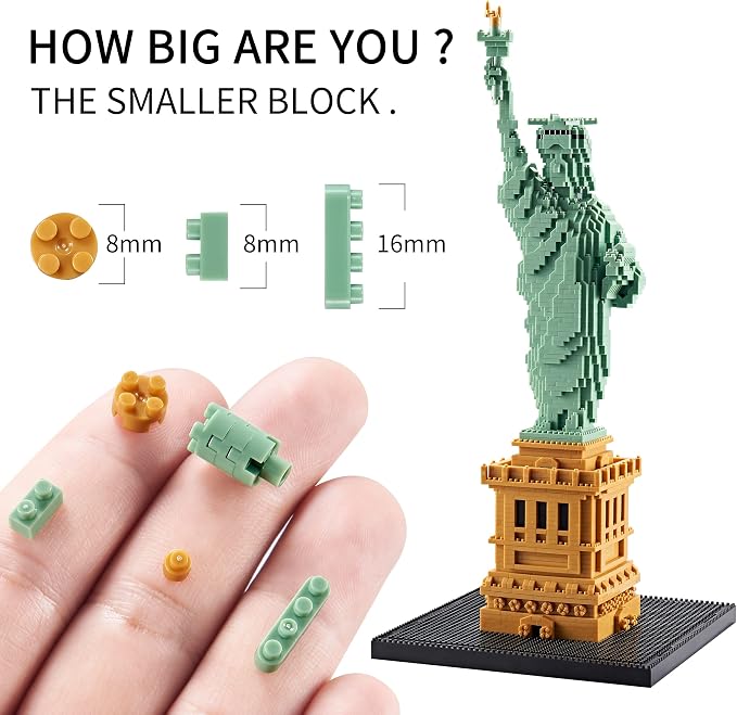 KLMEi Statue of Liberty Micro Blocks Building Sets Mini Bricks Building for Adults, New York Famous Landmark Architectural Model Toys for Kids Age of 14+ 2810 PCS