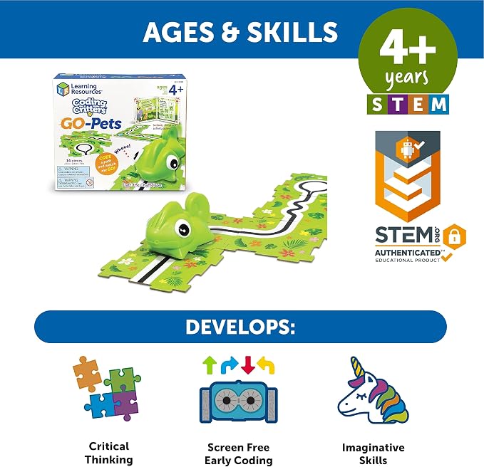 Learning Resources Coding Critters Go Pets Dart The Chameleon Coding Robot, Screen Free Toys For Kids, Electronic Learning & Education Toys, For Boys and Girls Ages 4 And Up