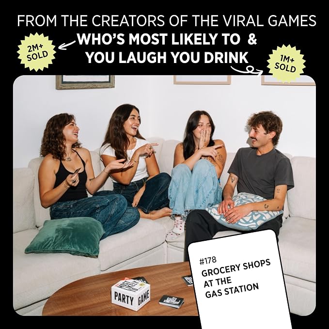 DSS Games Who’s Most Likely to… [Core Game with 100% NEW Cards | A Party Card Game for Adults, Teens, Girls Night, Groups, Bachelorettes, Game Night & More | Fun Game Gift Idea