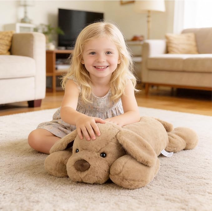 Niuniu Daddy 25" 5lb Dog Weighted Stuffed Animal forKids and Adults, Soft Sensory Plush Body Pillow for Calming Support, Large Animal Toy for Everyday Comfort
