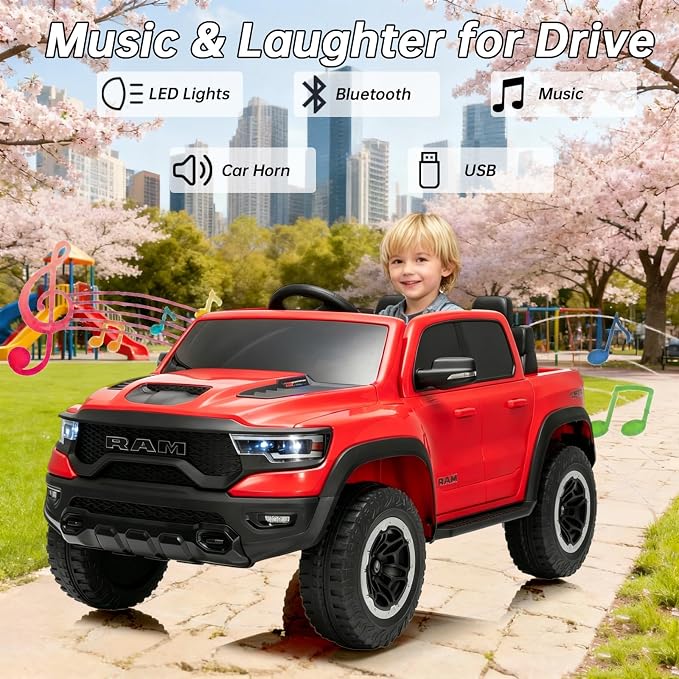 FINITO 4WD Kids 24V 4x4 Kids Ride On 2 Seater Police Truck, Remote Control Ride On Toy Car, Kids' Electric Ride On Truck, Kids' Side by Side Truck for Children Ages 3+, Powered Cars for Kids