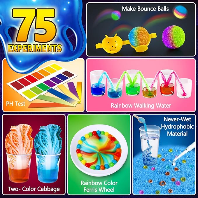 75 Experiments Science Kit for Kids, Chemistry Set, S.T.E.M Educational Birthday Christmas Toys Gifts Idea for Boys and Girls