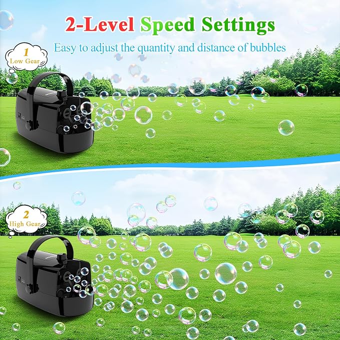 Wisdomlit Bubble Machine, 3-in-1 Bubble Maker, Bubble Blower with 3 Bubble Wheels, Make Small | Medium | Big Bubbles for Kids Toddlers, Bubble Toys for Indoor Outdoor Birthday Party (Black)