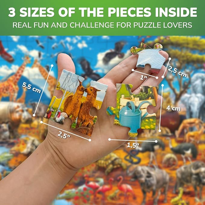 QUOKKA 100 Piece Puzzles for Kids Ages 4-6 – Floor Kids Puzzles Ages 6-8 Year Old – Toy for Learning Africa Animals for 8-10 yo – Jigsaw Toddler Game for Boy and Girl Age 3-5