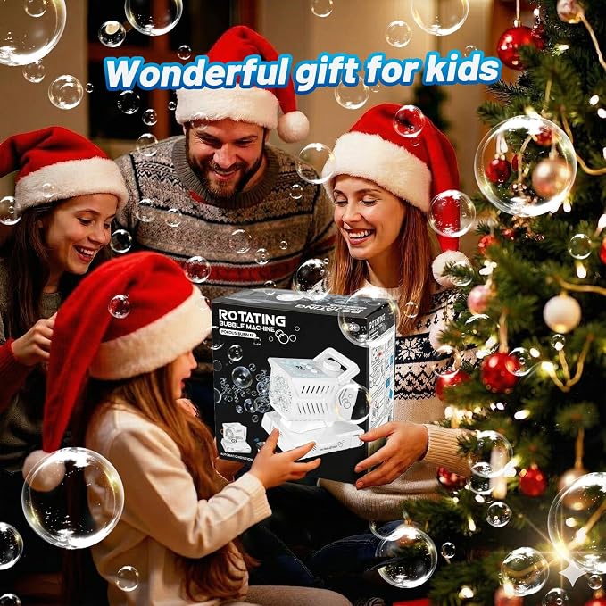 Bubble Machine Remote Control,Auto Rotation & 11 RGB Lights | 1800mAh Rechargeable Battery/USB-C Charging,Top-Fill Portable Bubble Maker for Kids Birthday Party Wedding Pool Outdoor