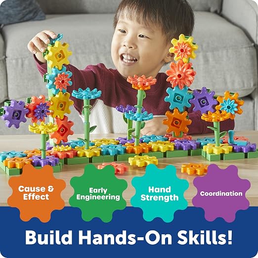 Learning Resources GardenGears Building Set - Hands-On Educational Construction & Engineering, Preschool STEM Building Sets, Toys for Kids, Montessori, Fine Motor Games, Gifts for Kids
