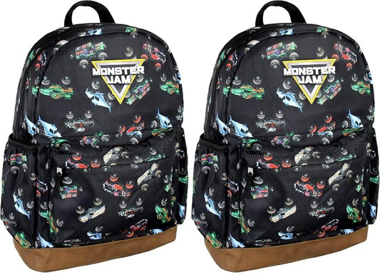INTIMO Monster Jam Trucks Dragon Zombie Grave Digger Megalodon All Over Print Backpack (Pack of 2)