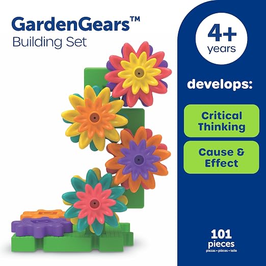 Learning Resources GardenGears Building Set - Hands-On Educational Construction & Engineering, Preschool STEM Building Sets, Toys for Kids, Montessori, Fine Motor Games, Gifts for Kids