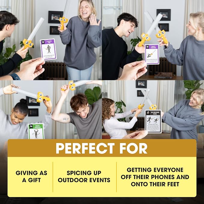 Exploding Kittens Let's Hit Each Other with Fake Swords 3-6 Players - Ages 7+ - 15 Minutes to Play - A Sword Fighting Card Game - Party Game, Family Game Night, Kid and Adult Card Game