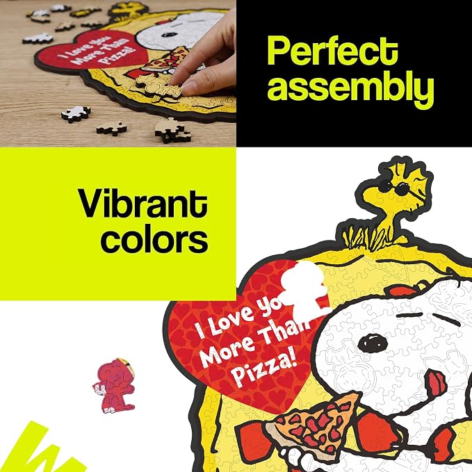 Snoopy Wooden Puzzles for Adults – Peanuts Gift for Kids & Children, 200 Pieces 5mm Thick Unique Shaped Jigsaw Puzzles, Collectible Home Decor, Officially Licensed Merchandise, 11.2" x 12.5"