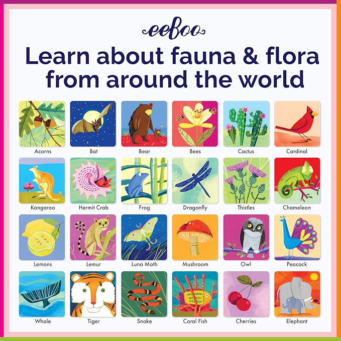 eeBoo: Memory and Matching Game - Life on Earth- 24 Pairs, Develops Recognition, Concentration, Memory & Vocabulary Skills, Age 3+