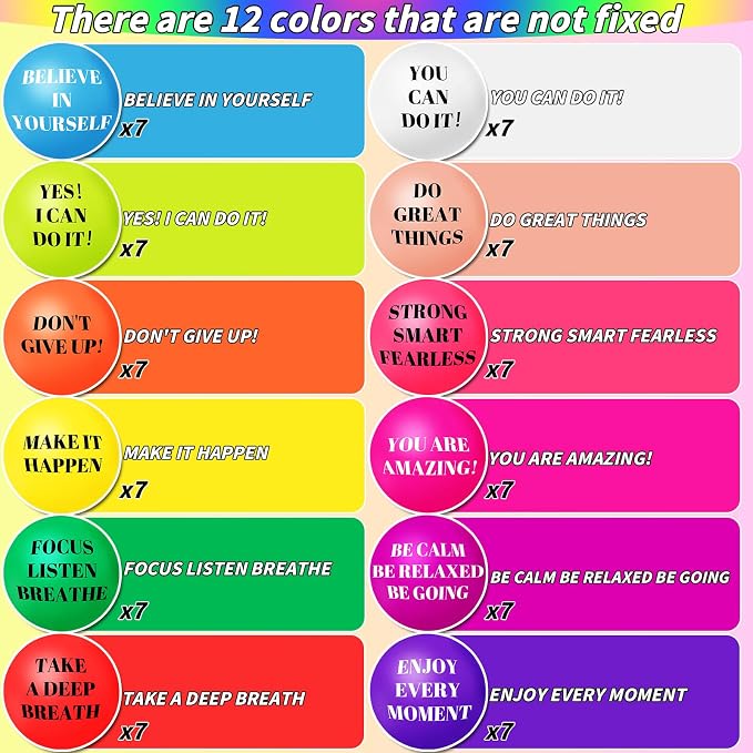 60 Pieces Motivational Stress Balls 2.5 Inch Inspirational Stress Relief Ball Bulk Hand Exercise Balls Encouraging Colorful Foam Balls Anxiety Small Balls with Quotes for Kids Adults Teens, 12 Styles