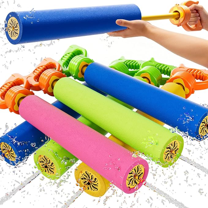 6 Pack Water Squirter for Kids, Foam Water Pool Squirt Toy, Outdoor Swimming Beach Water Play, Pool Backyard Party Activities Birthday Gift Toy for Toddler Kid Ages 1-3 4-8 8-12