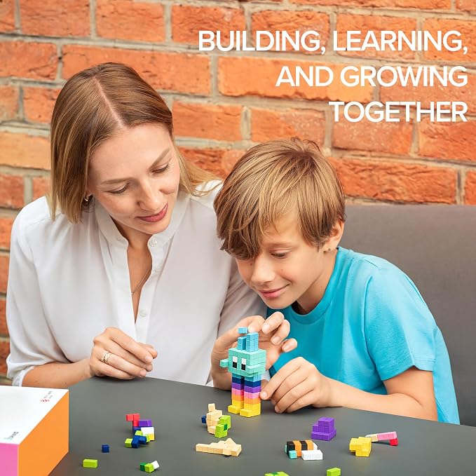 PIXIO Mini Magnetic Blocks & Magnetic Cubes for Kids – Tiny Magnets for Crafts, STEM Building Set, Sensory Learning Toys, Creative Construction Kit with Animal Figures, Ages 6+