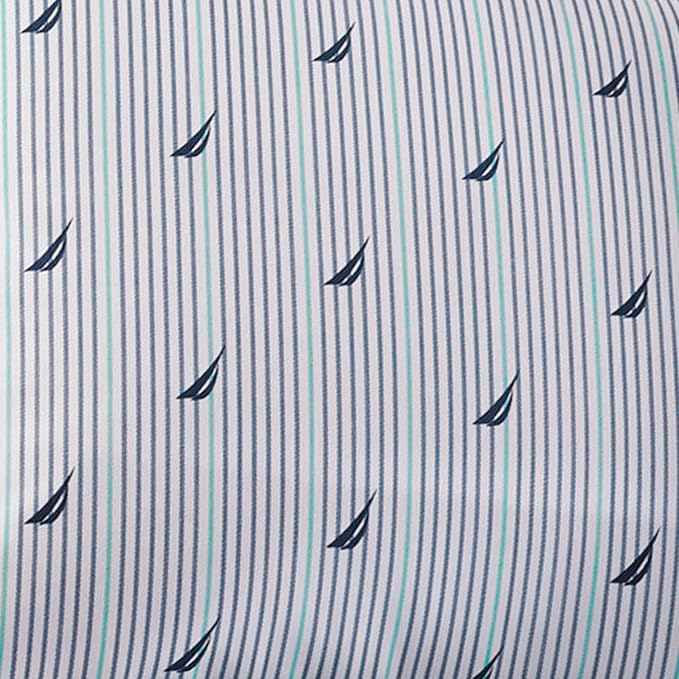 Nautica - Twin Size Sheet Set, Crisp & Tailored Cooling Sheets with a Smooth Cotton Percale Lightweight Feel - Bed Sheets with Matching Pillowcase & Fitted Sheet (Audley Stripe Blue)