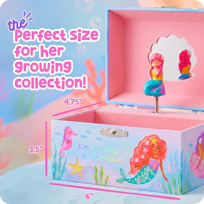 Giggle & Honey® Musical Mermaid Jewelry Box for Girls | Music Boxes for Little Girls | Toddler Jewelry Box for 4 Year Old Kids | Toys for Toddlers | Birthday Gifts for Kids 5, 6, 7, 8, 9 Years