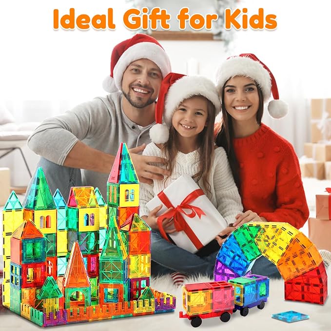 100pcs Magnetic Tiles Magnetic Building Blocks for Toddlers 3 4 5 6 7 Year Old Boys Girls Educational Magnet Blocks Christmas Birthday Gift Toys for Kids Ages 4-8 Sensory Toys 1-3