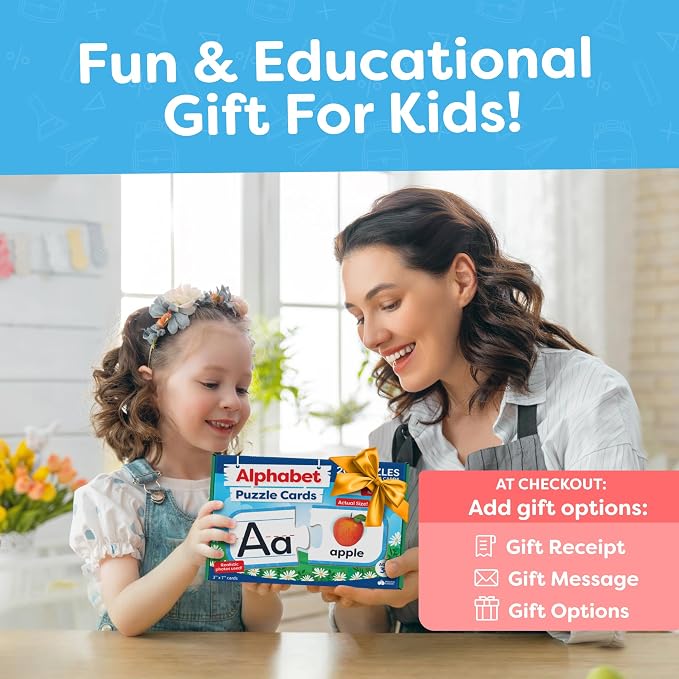 Alphabet Puzzle Games for Kindergarten - 26 Pairs Self-Correcting ABC Puzzle Alphabet Matching Game - ABC Learning for Toddlers Letters Matching Game - Preschool Educational Learning Toys Activities