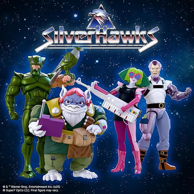 Super7 ULTIMATES! SilverHawks Flashback (Toon) - 7" SilverHawks Action Figure with Accessories - Classic Cartoon Collectibles and Retro Toys